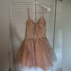 Pink Floral Embellished Dress